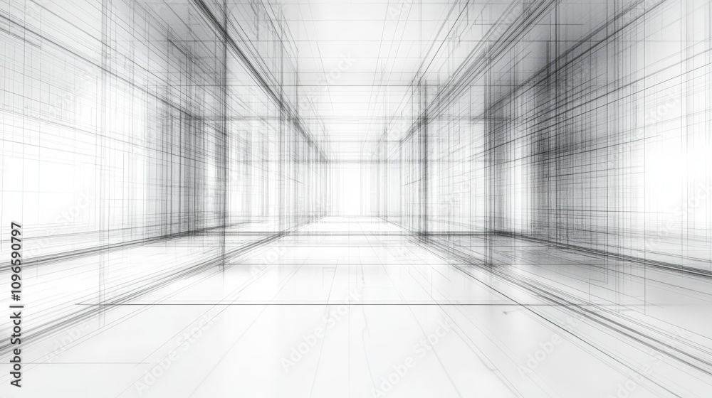 Abstract Architectural Wireframe Corridor Design Abstract Architectural Wireframe Corridor Design