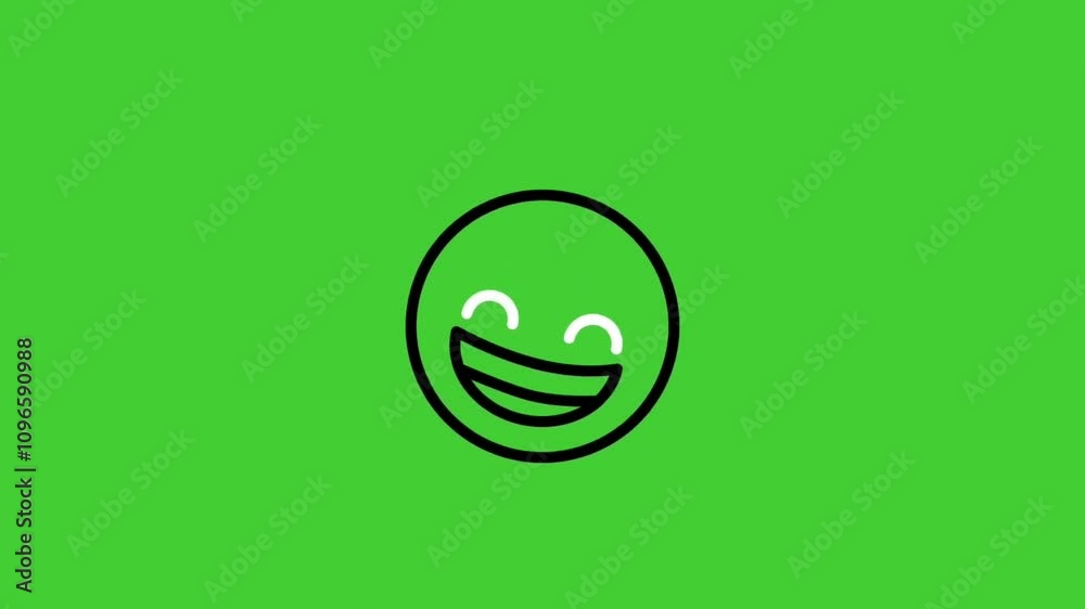 Animated happy face emoji icons on green screen background for motion
