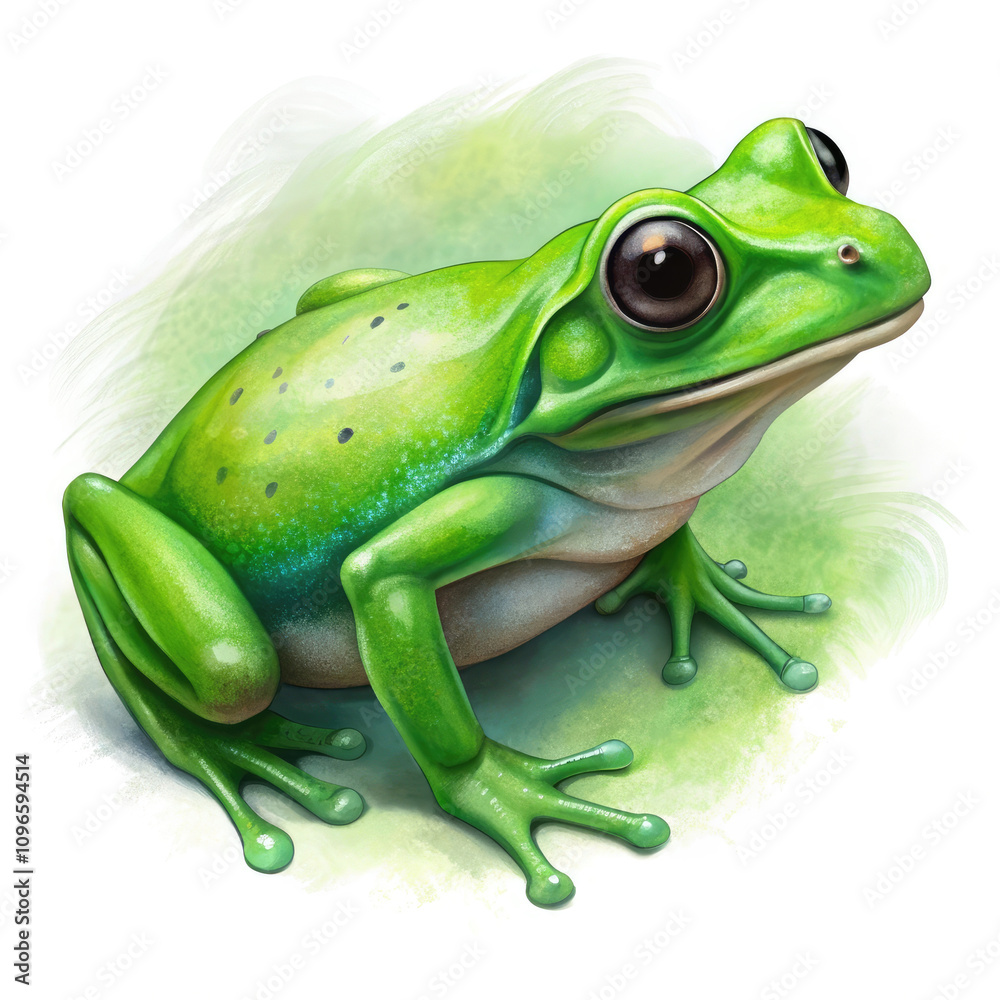 Obraz premium a green frog on white background