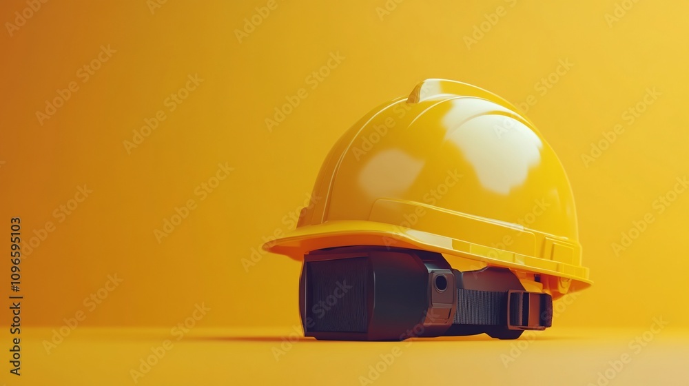 Yellow hard hat safety equipment on orange background. Yellow hard hat safety equipment on orange background.