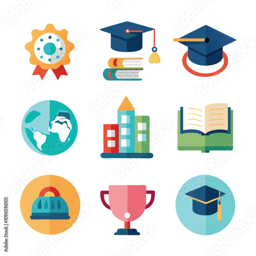 Modern collection set of educational symbols suitable for schools and online education