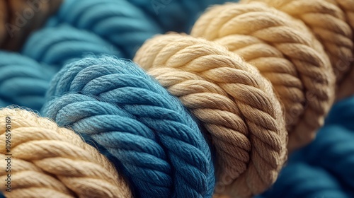 A rope with blue and yellow colors