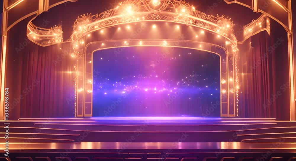 A stage with lights and a stage with a stage with lights on it 4K