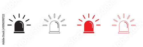 Emergency siren lamp icon set. Alarm lamps vector icons.