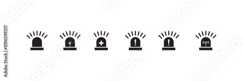 Siren icon Flat fill set collection