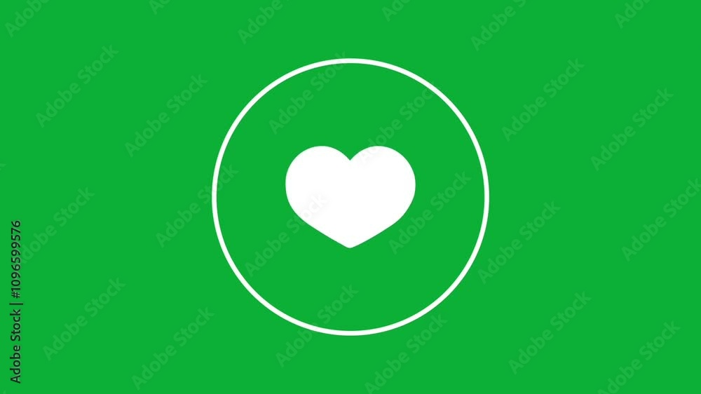 Heartbeat loading icon animation loop on green screen background for medical or health visuals