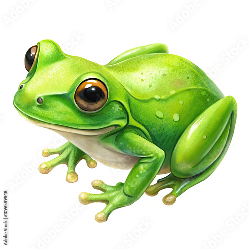 a green frog on white background photo