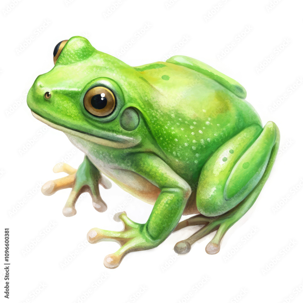 Obraz premium a green frog on white background