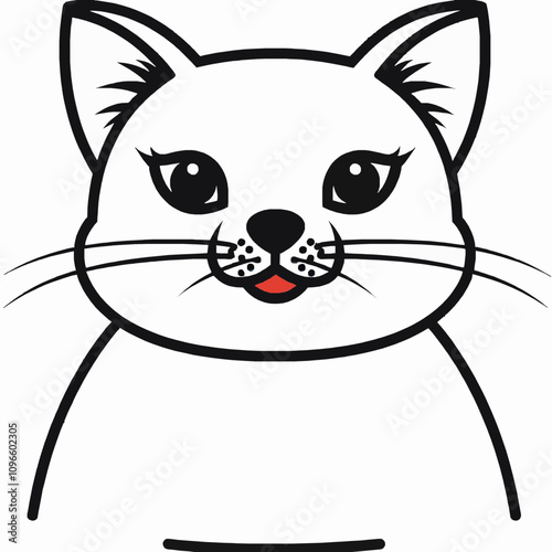 Charming Illustration of a Happy Domestic Cat Face