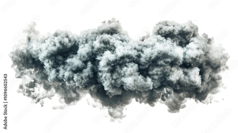 Dark smoke cloud on a white isolated background Dark smoke cloud on a white isolated background