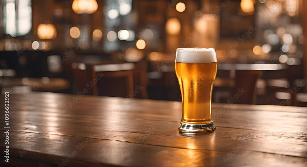Glass of beer on table 4K Glass of beer on table 4K