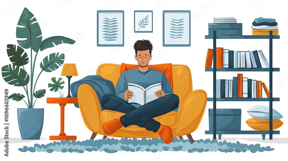Fototapeta premium Person folding clothes while relaxing in a cozy living room