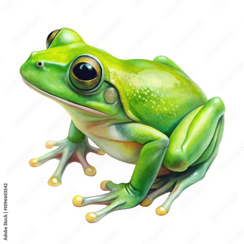 Obraz premium a green frog on white background