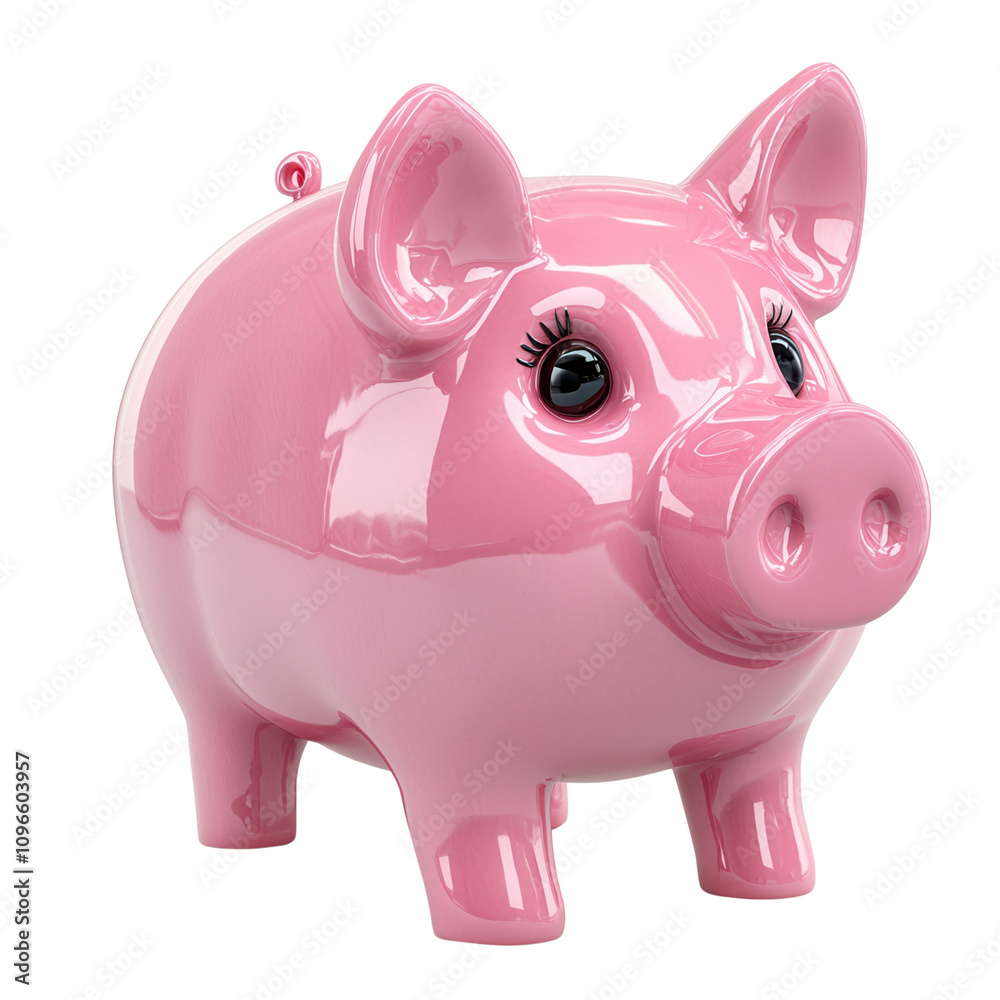 A cute pink piggy bank representing savings and financial growth. Perfect for illustrating money management concepts.