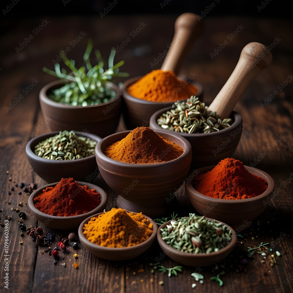 Vibrant Arrangement of Exotic Spices Vibrant Arrangement of Exotic Spices