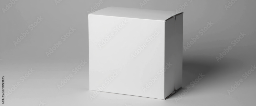 Cube-shaped box mockup arranged in a minimalistic studio setting, ideal for highlighting product branding. Cube-shaped box mockup arranged in a minimalistic studio setting, ideal for highlighting product branding.