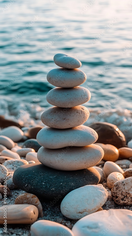 Pebble tower on the beach. Spa therapy summer travel vacation Pebble tower on the beach. Spa therapy summer travel vacation