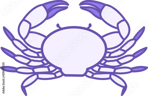 Colored Crab Icon. Vector Illustration. Short-Tailed Crayfish with Shell and Limbs. Aquatic Animals Concept