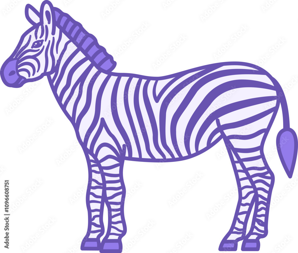 Fototapeta premium Zebra Color Icon. Vector Illustration. Mammal, Striped Horse. Animal Concept