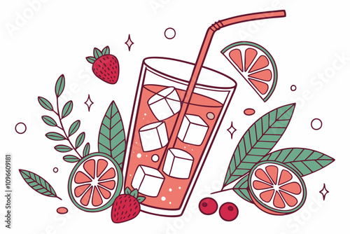 Refreshing Drink Vector Illustration with Vibrant Colors and Modern Aesthetic

