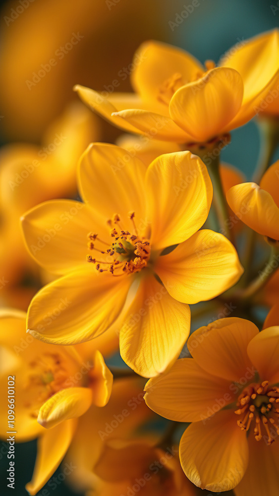 Obraz premium Macro photography of yellow apricot flowers with shallow depth of field, details, blossom, sunny