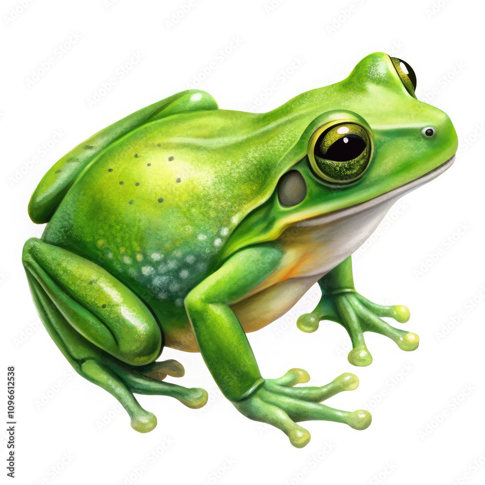 Obraz premium a green frog on white background