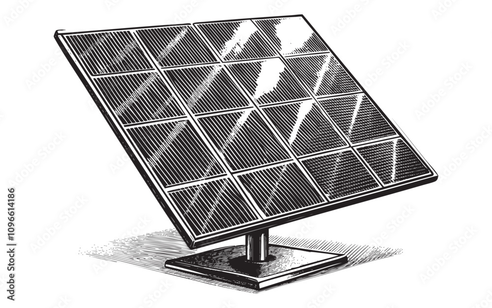 solar panel sketch hand drawn drawing vector illustration