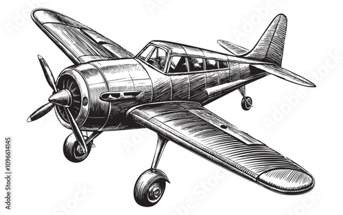 vintage airplane sketch hand drawn drawing vector illustration