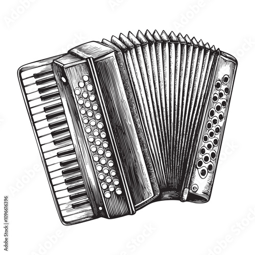 classic accordion sketch drawing hand drawn vector illustration