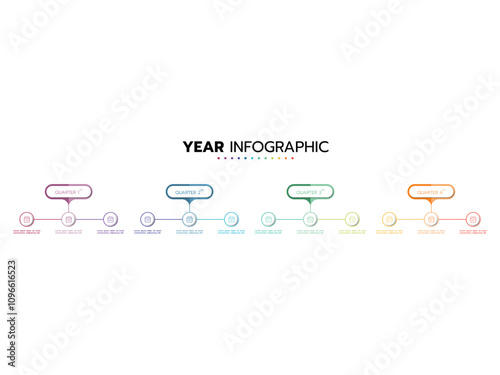 Year planner calendar with 12 months and 4 quarters. Concept business timeline infographics.