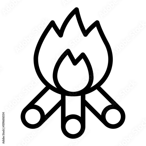 Bonfire vector, icon, line, outline