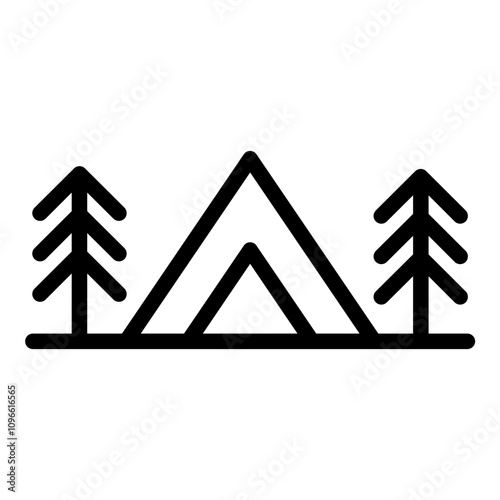 Campground icon. Vector line icon