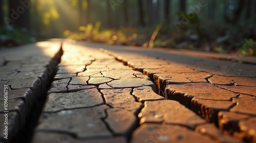 Ultra-realistic close-up of textured surfaces like cracked leather or a weathered wooden plank, showcasing every detail in the texture. The light and shadows play off the intricate patterns, with a bl photo