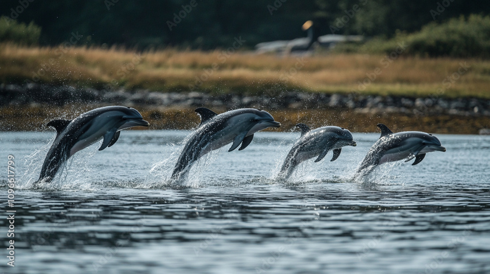 Obraz premium dolphins jump out of the water, zoo life