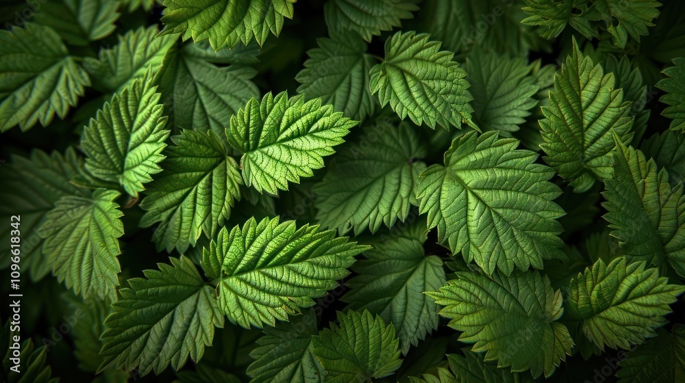 Lush green foliage background of vibrant leaves with intricate details. Lush green foliage background of vibrant leaves with intricate details.