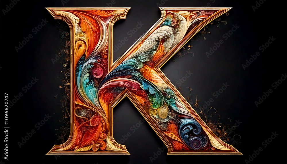 Naklejka premium Capital letters on antrasit colored isolated background with abstract filling