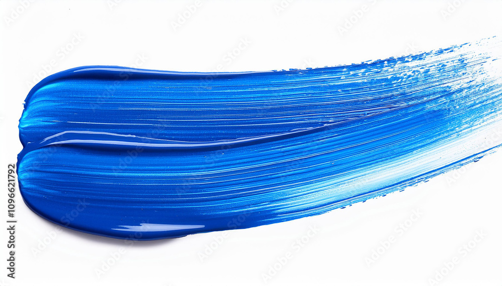 Hand painted stroke of bright blue paint brush isolated on white background. Abstract stroke. Hand painted stroke of bright blue paint brush isolated on white background. Abstract stroke.