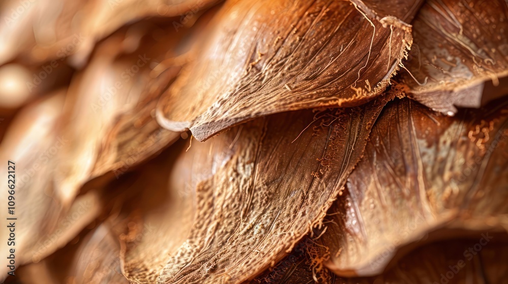 Close-up of textured, brown, overlapping palm tree seed pods. Close-up of textured, brown, overlapping palm tree seed pods.