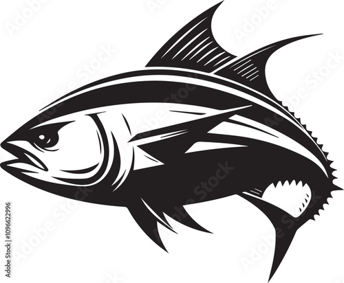 A tuna resting calmly with minimal fin movement vector silhouette