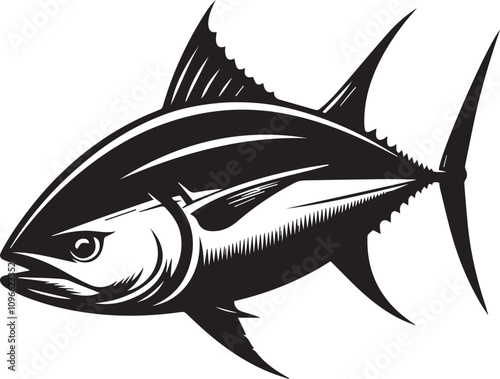 A tuna resting calmly with minimal fin movement vector silhouette