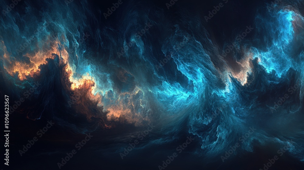 Obraz premium Elegant blue abstract waves with soft flowing textures and luminous reflections, ideal for sophisticated themes.