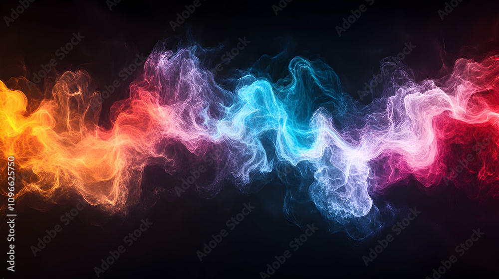 Abstract Colorful Energy Flows in a Dark Background, Digital Art Illustration Abstract Colorful Energy Flows in a Dark Background, Digital Art Illustration