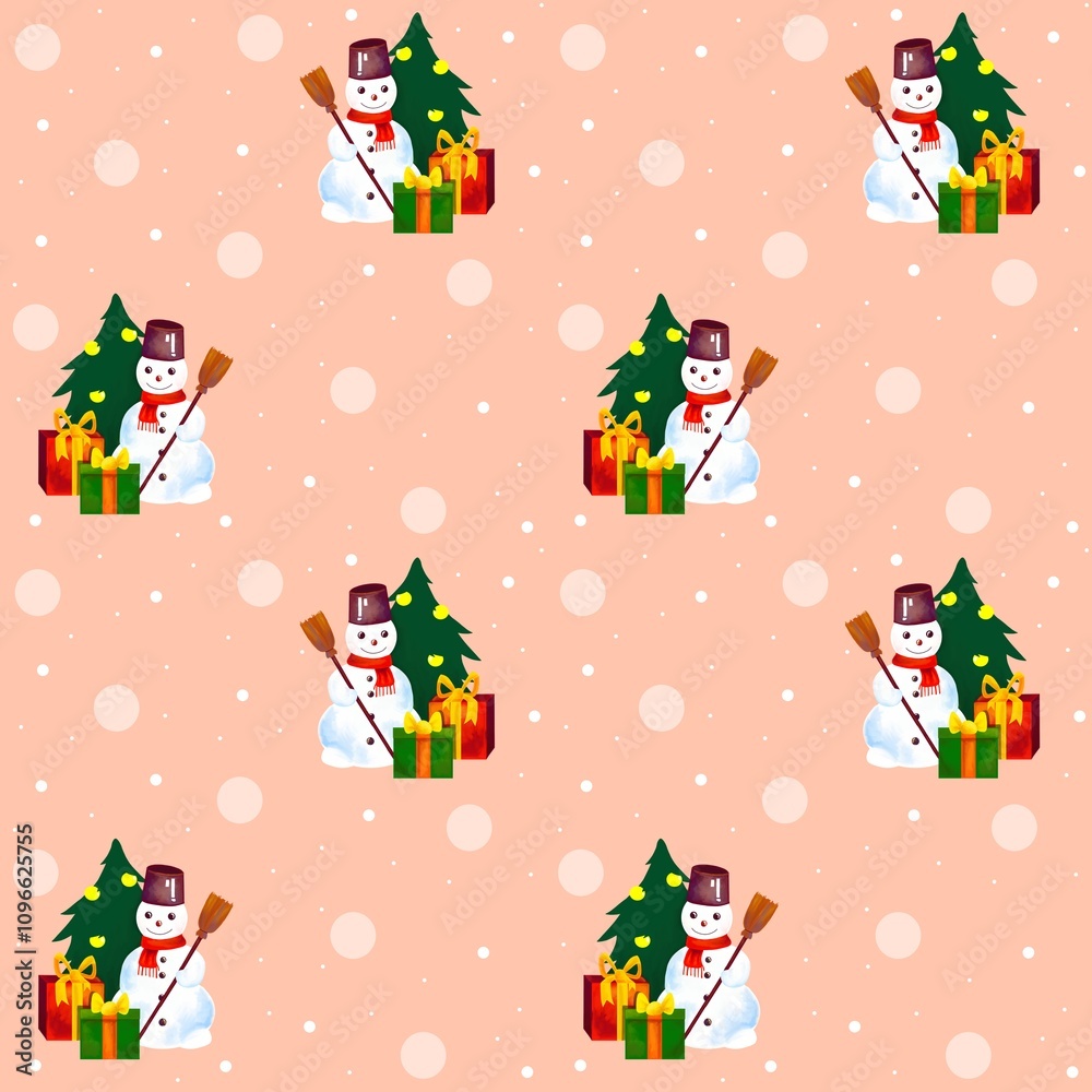 Christmas seamless pattern with snowman Christmas seamless pattern with snowman