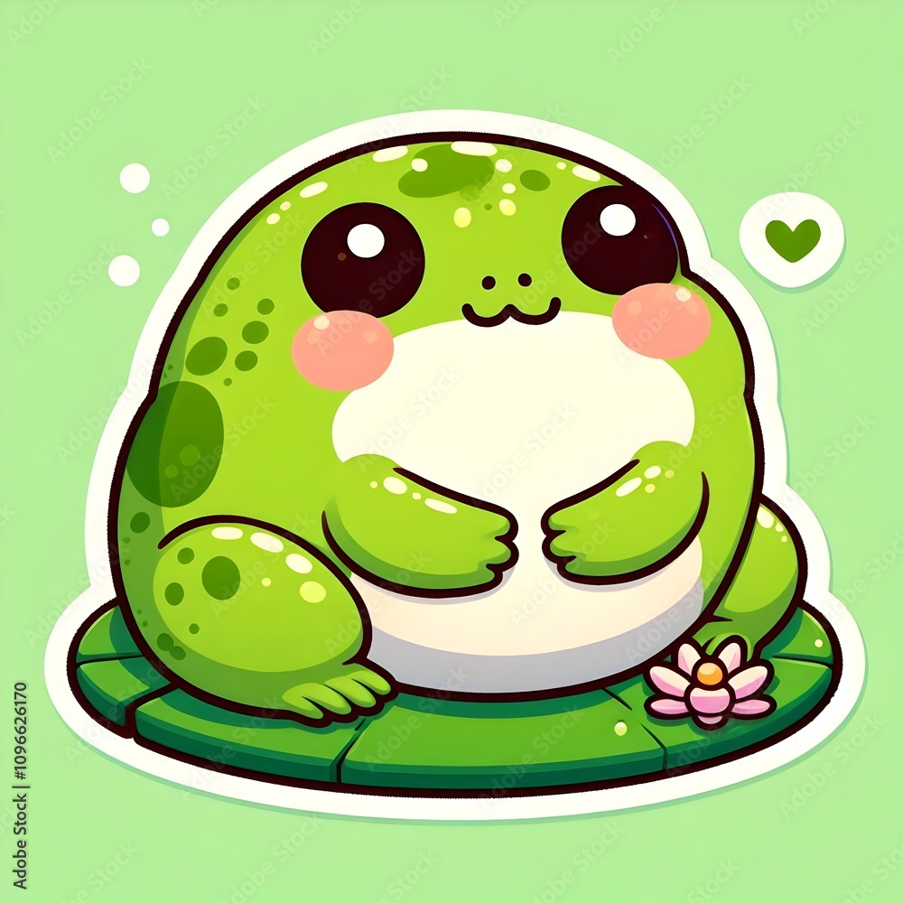 Fototapeta premium Kawaii Chubby Frog Sticker