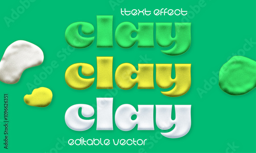 plasticine text effect. 100% editable vector.  Realistic clay letter.