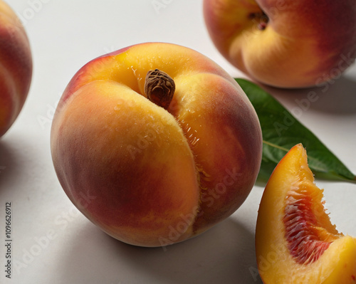 Peaches on a white background