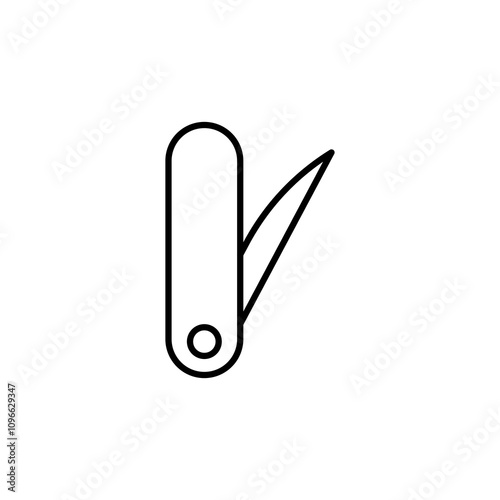 Pocket knife vector icon outlined style.