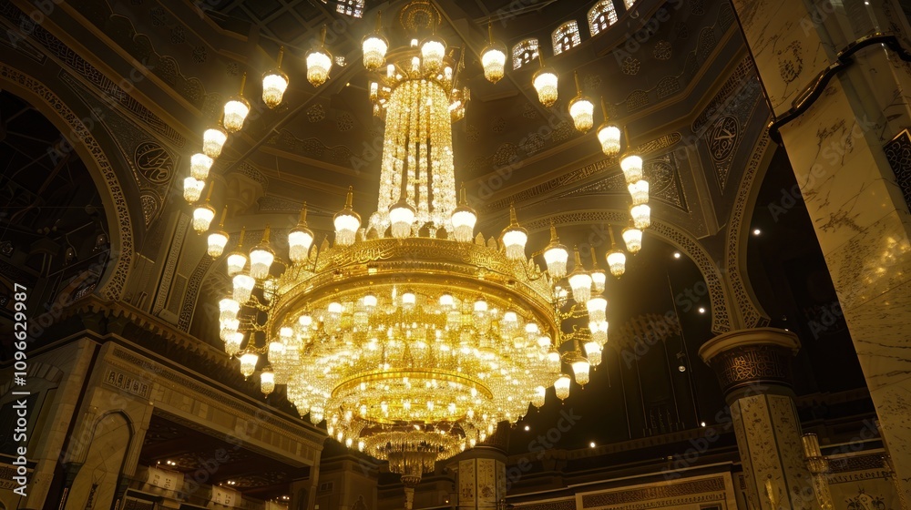 Fototapeta premium Grand Chandelier in a Majestic Mosque