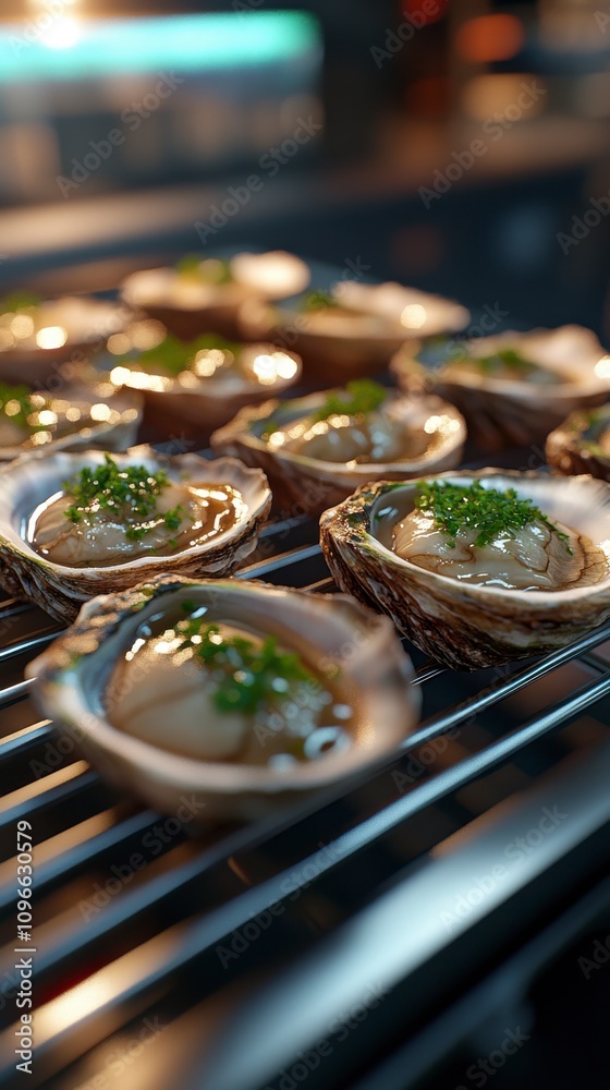 Gourmet Oysters on a Metal Rack - A Culinary Delight Gourmet Oysters on a Metal Rack - A Culinary Delight