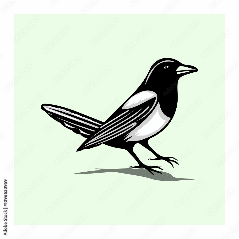 Obraz premium Bold Black amp White Magpie Vector Art
